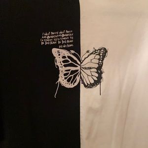Black an white butterfly shirt